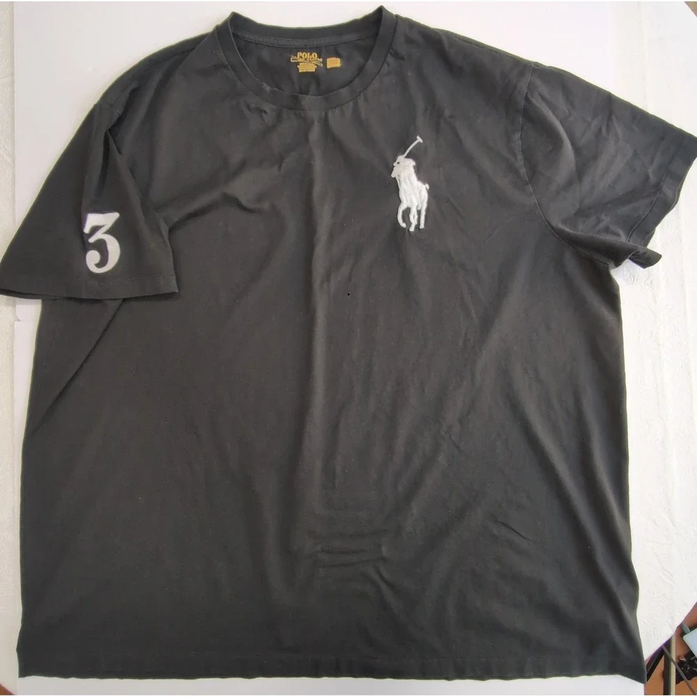 Polo Ralph Lauren Big Pony Embroidered Shield T Shirt Mens 3XB Black  3 Big Tall